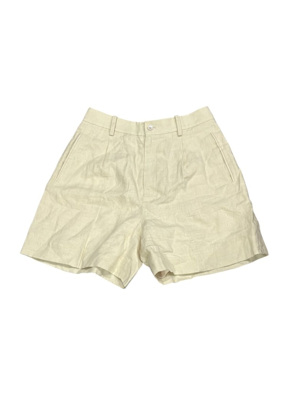 Ralph Lauren Purple Label Tracy Pleated Linen Short in Lux Cream